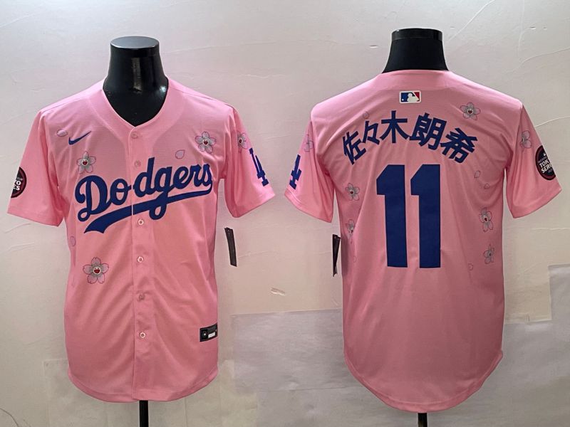 Men Los Angeles Dodgers #11 R.Sasaki Pink Sakura Edition 2025 Nike MLB Jersey style 1->los angeles dodgers->MLB Jersey